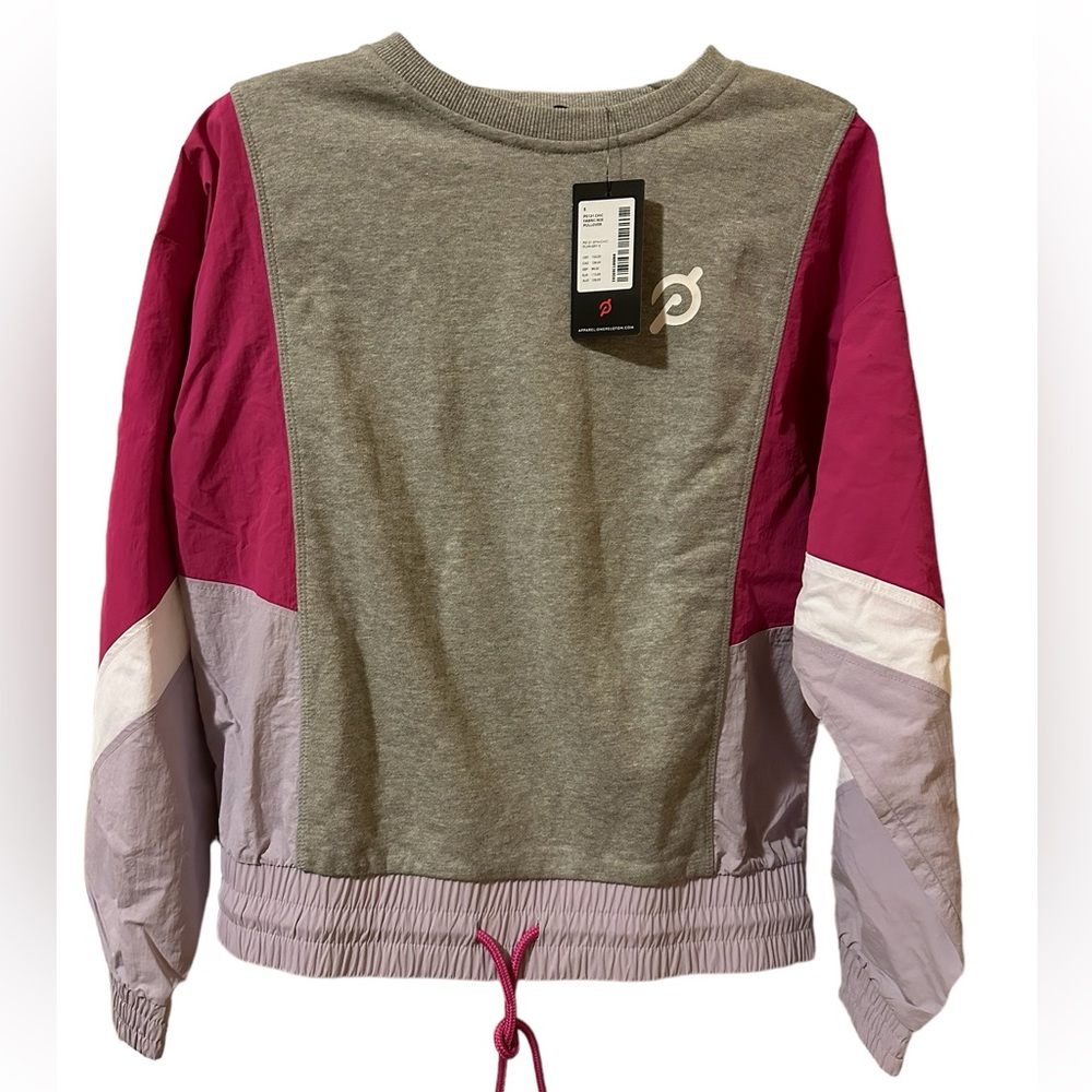 NWT Peloton color block mix windbreaker, pink & gray, size small